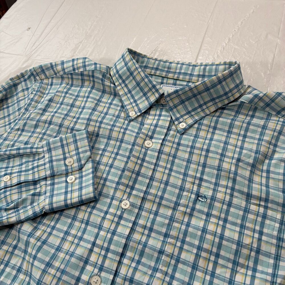 Southern Tide Shirt Mens XL Blue Plaid Intercoastal Performance Button Up Check